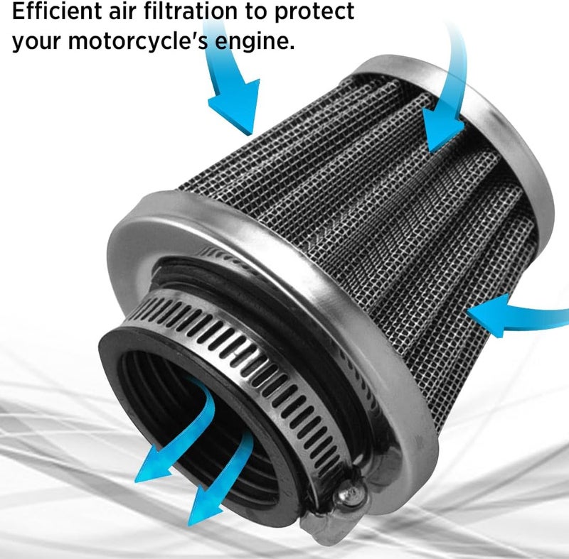 evermotor Double Layer Steel Carb Filter, 42mm 43mm 44mm Carburetor Cleaner for Motorcycle Scooter ATV Moped Black - Image 2