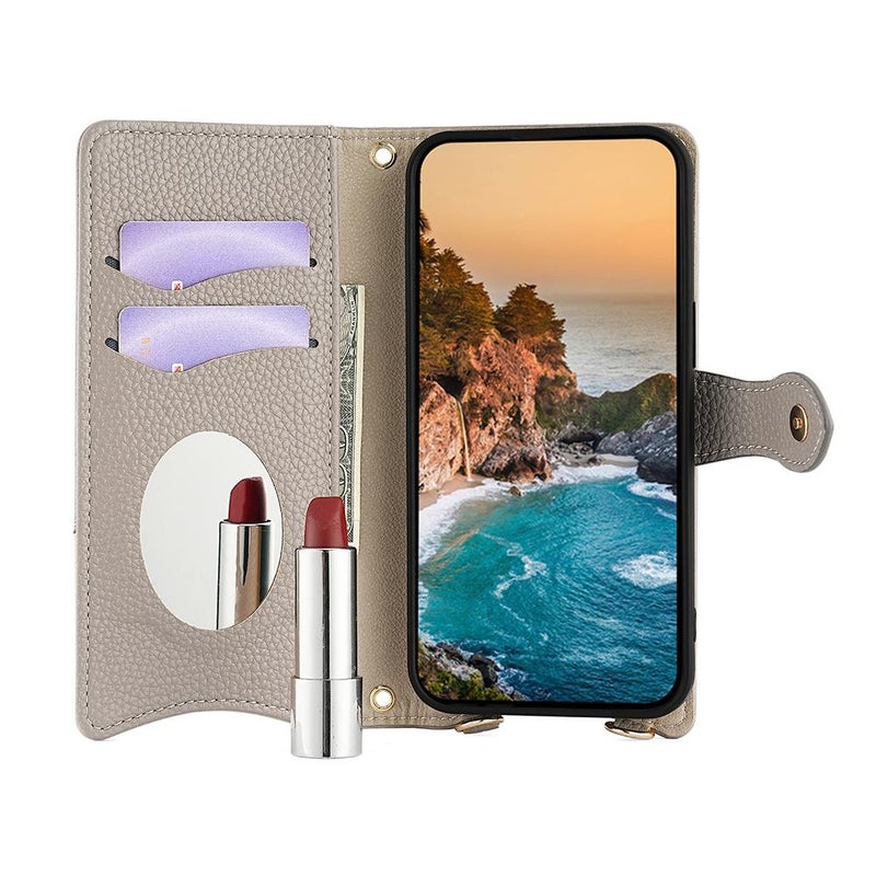 erorex For Realme C71 4G Crossbody Chain Fishtail Litchi Leather Phone Case(Grey) - Image 3