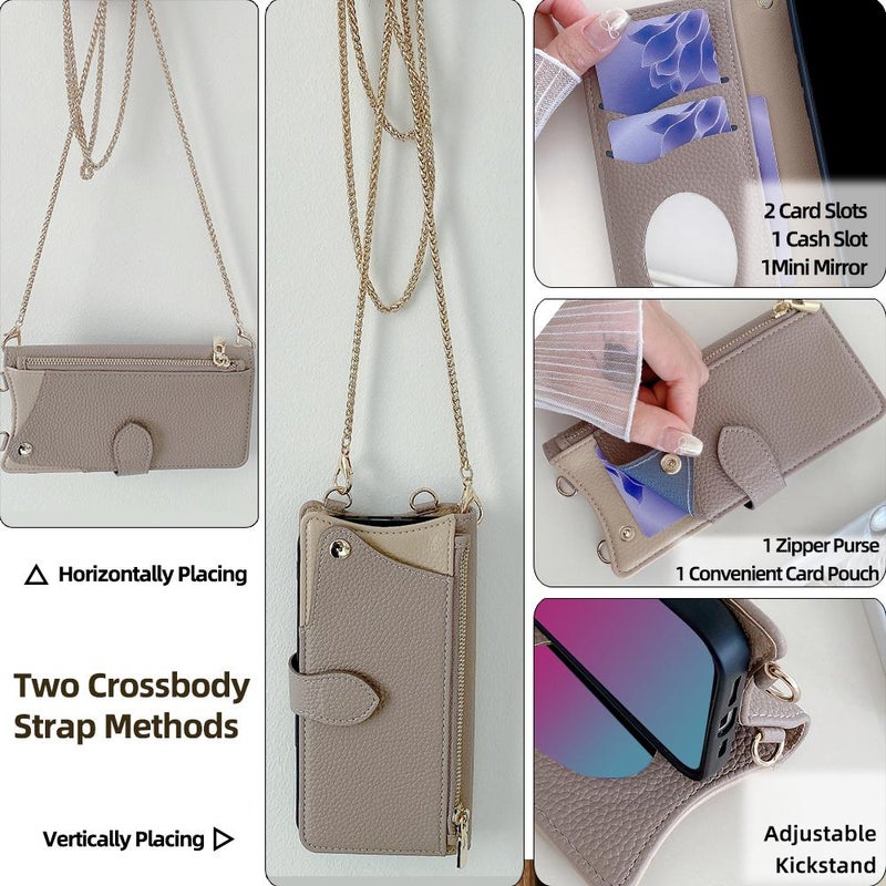 erorex For Realme C71 4G Crossbody Chain Fishtail Litchi Leather Phone Case(Grey) - Image 5