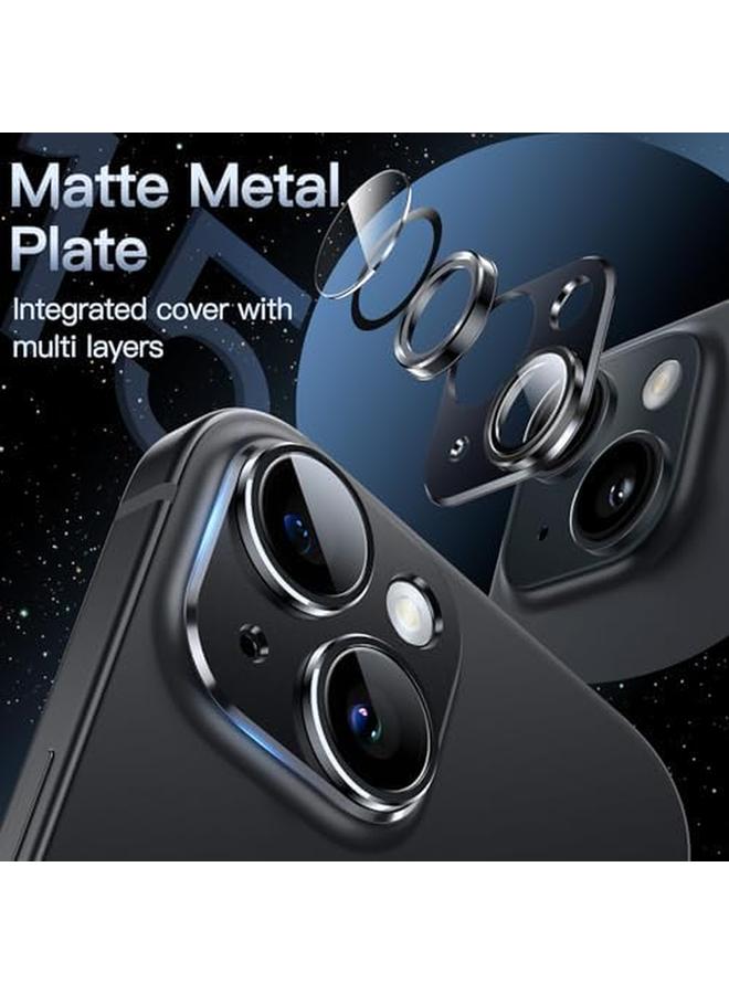 Jetech Camera Lens Protector For Iphone 15 6.1 Inch And Iphone 15 Plus 6.7 Inch Full Coverage 9H Tempered Glass Ring Cover Matte Metal Plate Case Friendly 1 Pack Midnight - Image 3