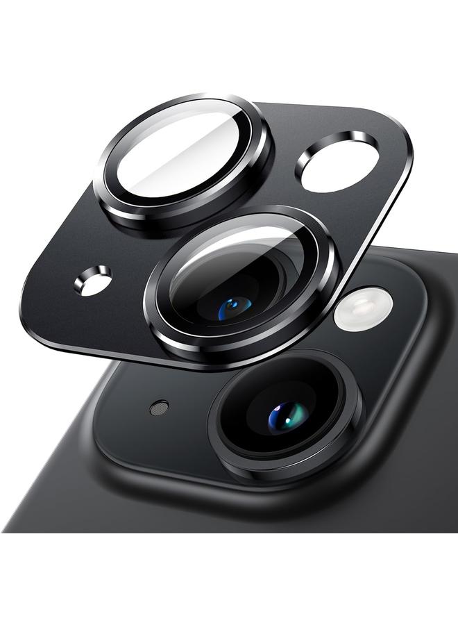 Jetech Camera Lens Protector For Iphone 15 6.1 Inch And Iphone 15 Plus 6.7 Inch Full Coverage 9H Tempered Glass Ring Cover Matte Metal Plate Case Friendly 1 Pack Midnight - Image 1