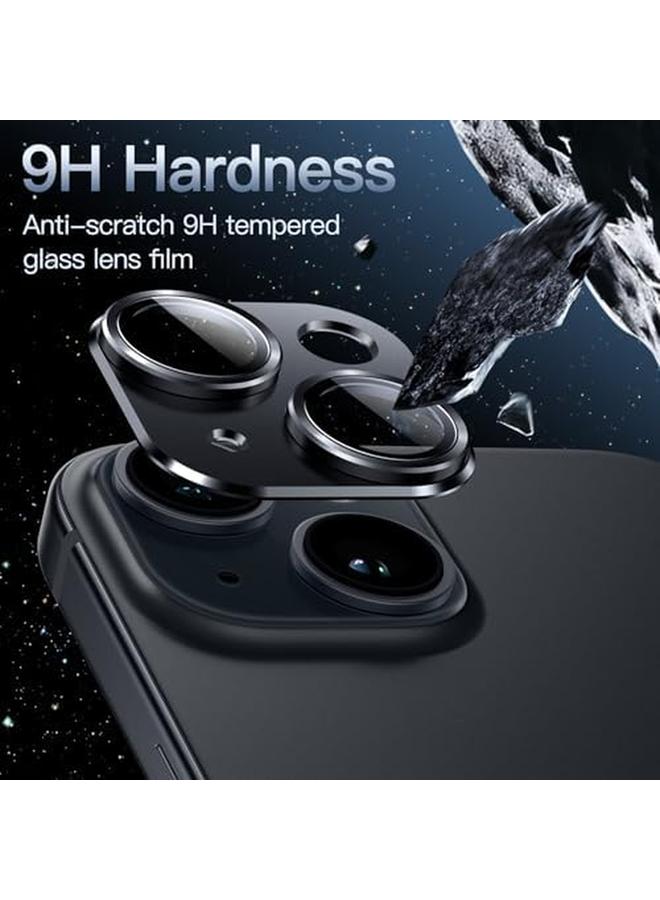 Jetech Camera Lens Protector For Iphone 15 6.1 Inch And Iphone 15 Plus 6.7 Inch Full Coverage 9H Tempered Glass Ring Cover Matte Metal Plate Case Friendly 1 Pack Midnight - Image 4