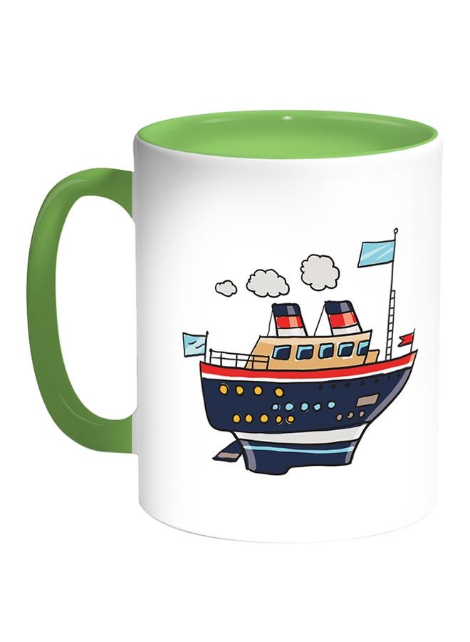 RKN Passenger Steamer Printed Coffee Mug White/Green 11ounce - Image 2