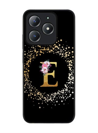 Custom Monogram Floral - E ( Black )