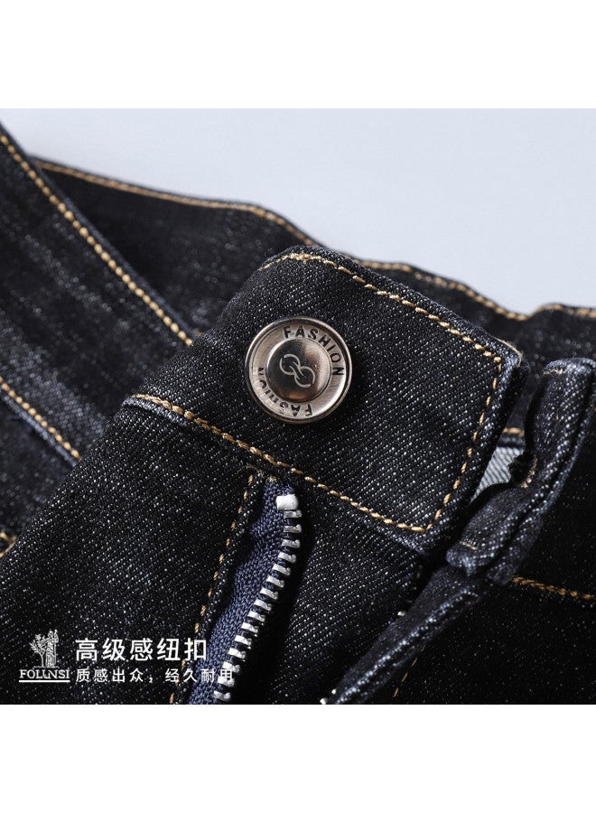 FOLUNSI crisp And Soft Relaxed Fit Men's Straight Leg Denim Pants For Commuting - Image 4
