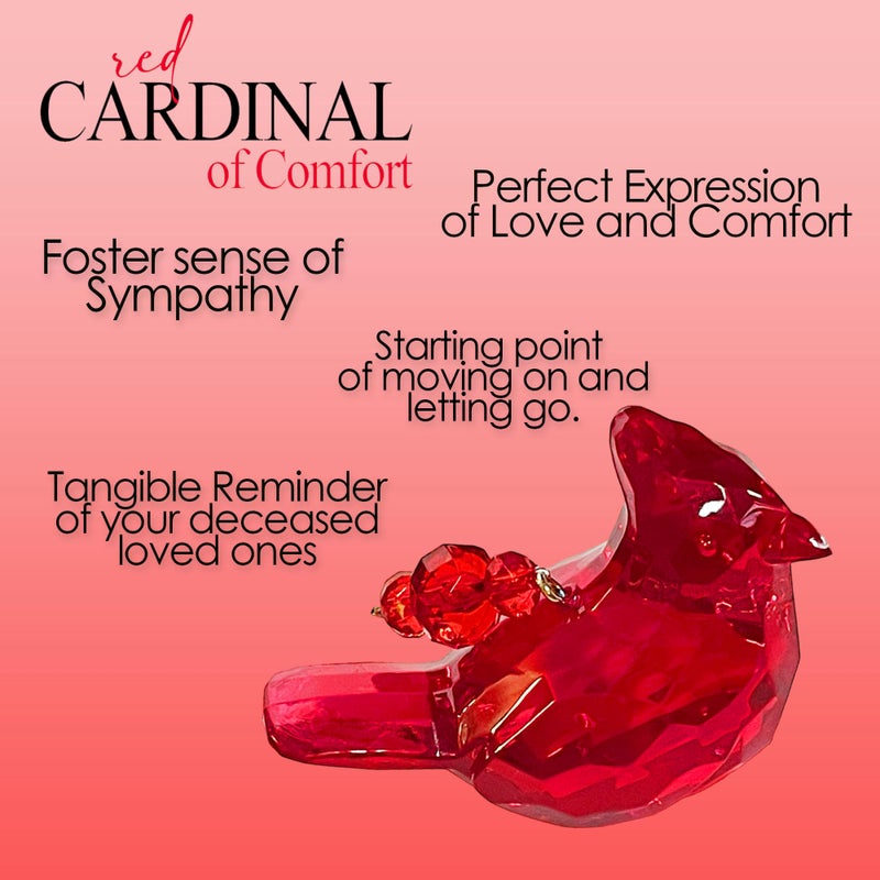 elskandi Cardinal Memorial Gift Cardinal of Love and Comfort Visitor from Heaven Sympathy Gift Set Bereavement Gifts Remembrance Gifts for Loss of Father  Mother  Sister - Red Bird Crystal Window Decor - Image 4