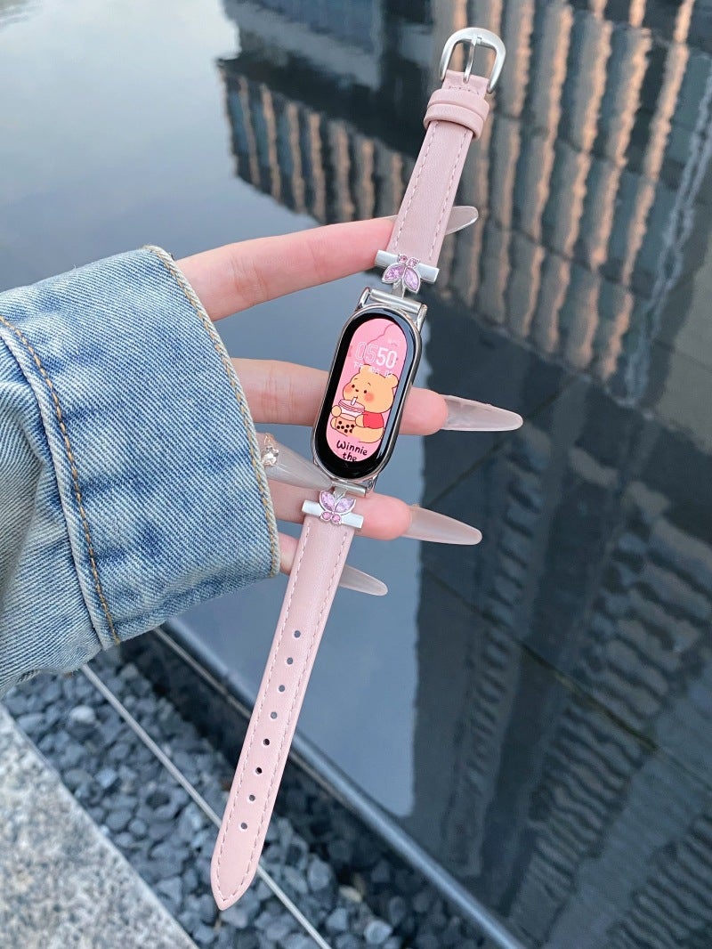 Suitable For Xiaomi 8/9/10 Pro Watch Strap Redmi 4/5 Butterfly Head Leather Xiaomi Strap - Image 1