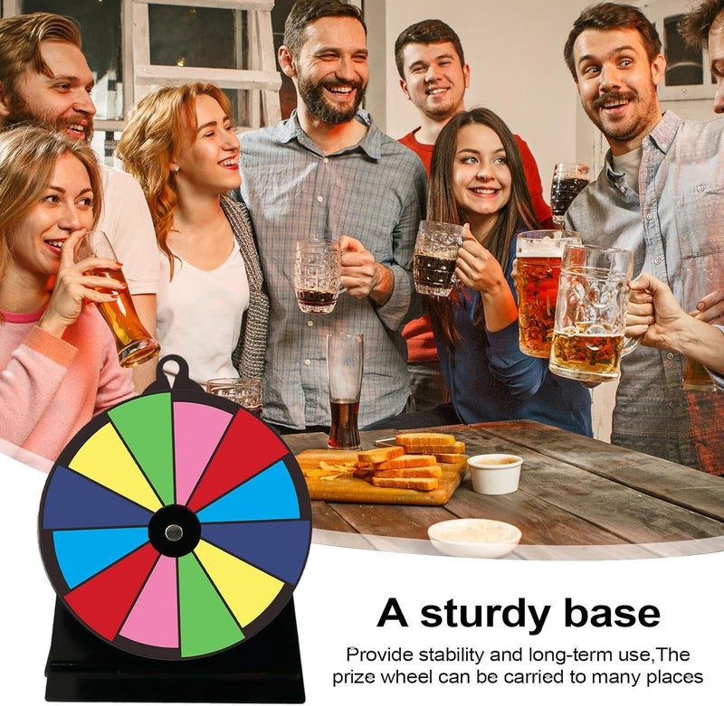 Tabletop Spinner Wheel - Prize Turntable with Stand, Reusable Fortune Game for Trade Shows Carnivals Fundraising Events Performances Supermarkets Parties Interactive Entertainment 20x15x7cm - Image 2