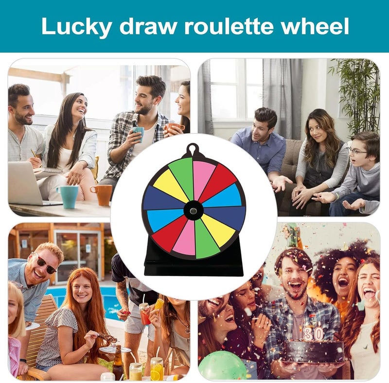 Tabletop Spinner Wheel - Prize Turntable with Stand, Reusable Fortune Game for Trade Shows Carnivals Fundraising Events Performances Supermarkets Parties Interactive Entertainment 20x15x7cm - Image 4