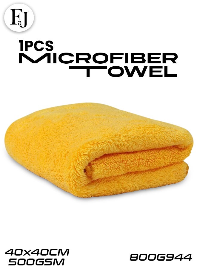 FAJ Premium Microfiber Cleaning Towel 40x40cm – 500 GSM Ultra-Soft High Absorbent Car Cleaning Cloth for Detailing, Polishing, Drying and Home Use – 1 Piece - Image 1