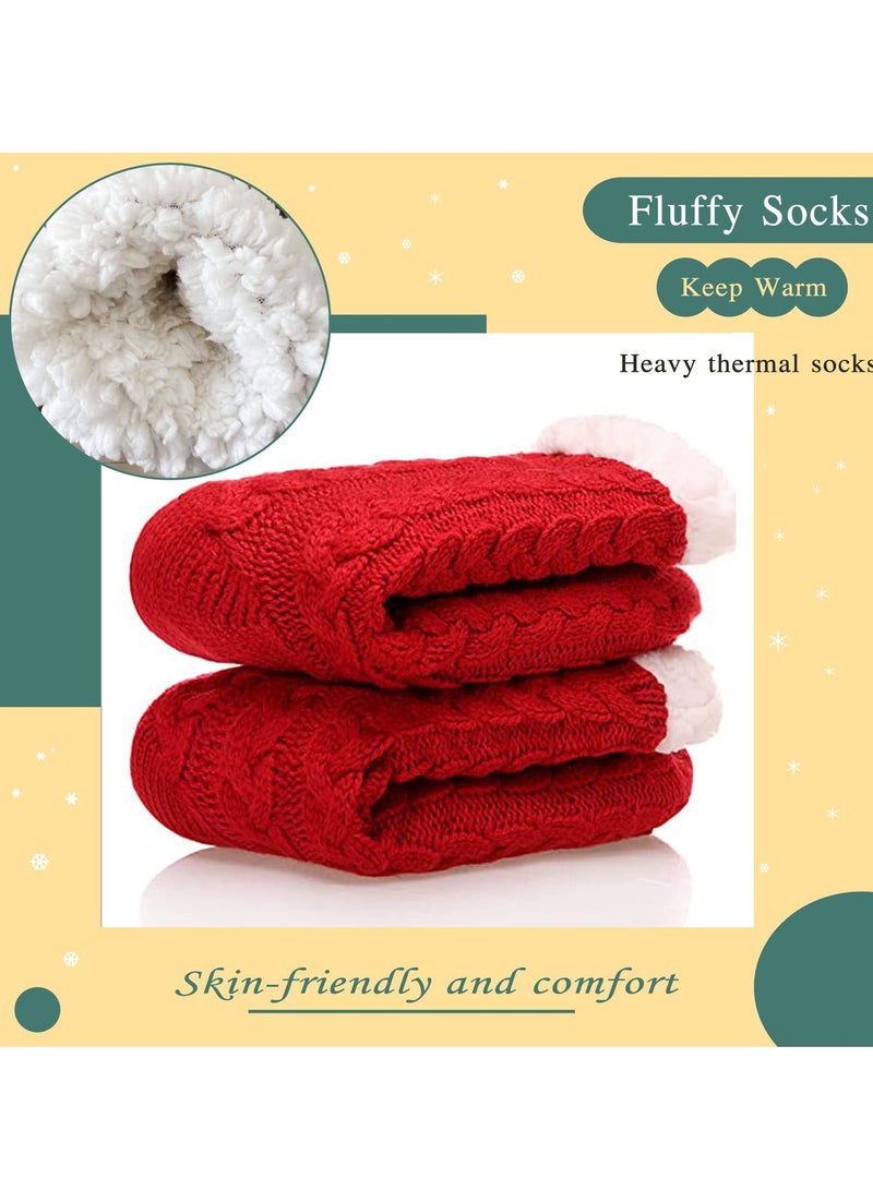 KASTWAVE Slipper Socks - Fluffy Socks Womens Slipper Socks Thermal Socks Non Slip Thick Grip Warm Socks Cosy Fleece Bed Socks, Furry Knitted Warm Home Socks - Image 2