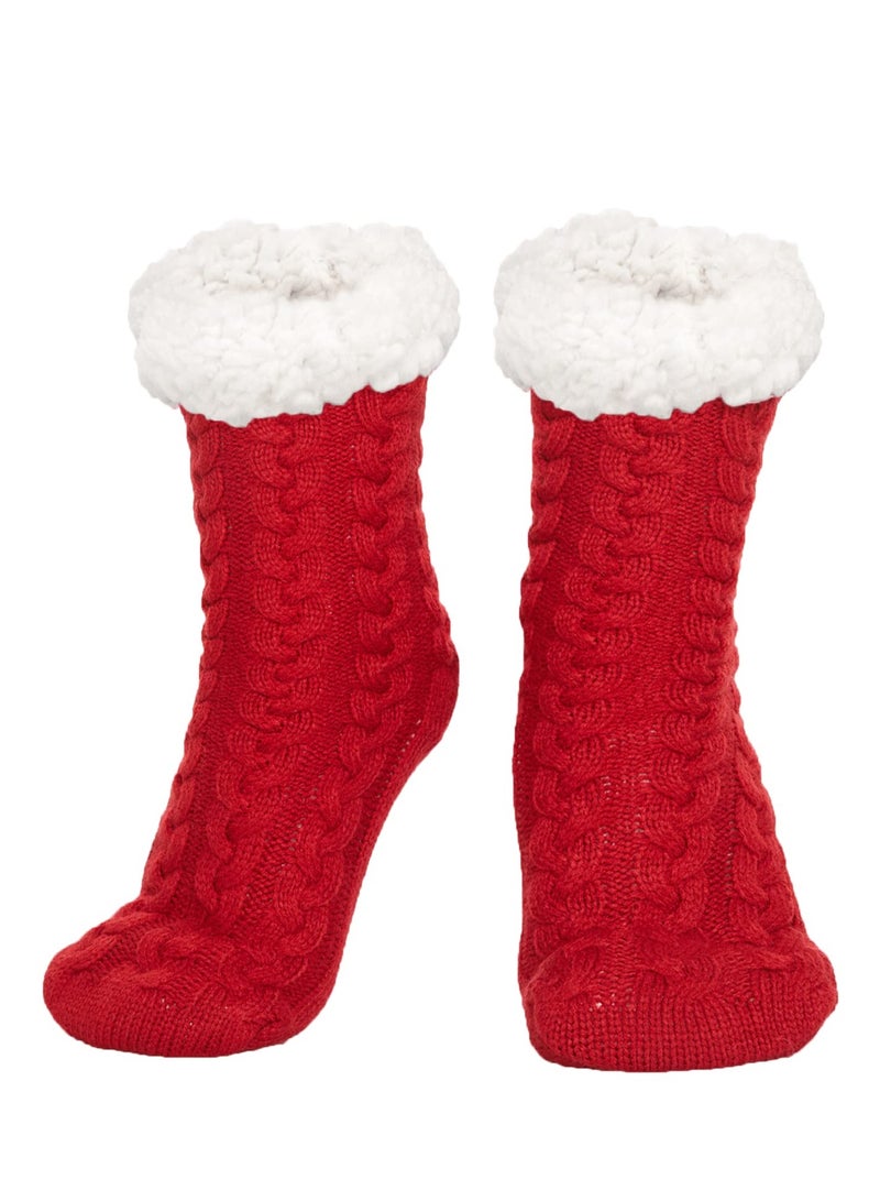 KASTWAVE Slipper Socks - Fluffy Socks Womens Slipper Socks Thermal Socks Non Slip Thick Grip Warm Socks Cosy Fleece Bed Socks, Furry Knitted Warm Home Socks - Image 1