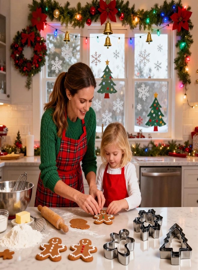 VTUGP Metal Christmas Tree, Gingerbread Man, Snowflake Cookie Cutters Christmas Shapes Large Medium Small Size, Thickened Biscuit Cutter Molds Set for Winter Holiday Baking - Image 3