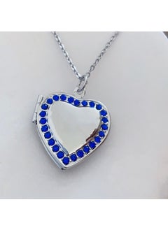 Generic Multicolor Crystal Heart DIY Locket Pendant Titanium Necklace A63-18-38 blue pendant titanium steel chain 