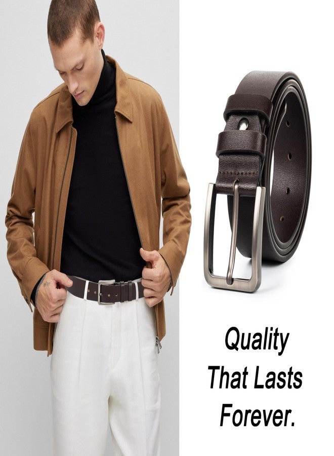 WAYLIT Mens-Belts-Genune-Leather Classic & Fashion with Pin-Buckle for Casual & Business (Brown, 33"-37"/110CM) - Image 2