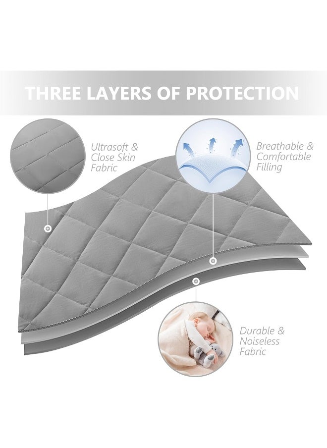 TILLYOU TILLYOU Cloudy Soft Pack and Play Sheet Quilted, Hypoallergenic Breathable Thick Play Yard Playpen Sheets, 39''×27''×5'' Fit Mini/Portable Crib Mattress Pad Pack N Play Mattress Pad, Charcoal Gray  - Image 2