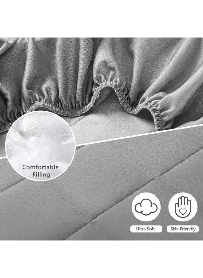 TILLYOU TILLYOU Cloudy Soft Pack and Play Sheet Quilted, Hypoallergenic Breathable Thick Play Yard Playpen Sheets, 39''×27''×5'' Fit Mini/Portable Crib Mattress Pad Pack N Play Mattress Pad, Charcoal Gray  - Image 4
