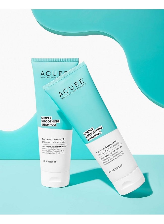Acure Simply Smoothing Shampoo, Water, Coconut & Marula Oil, 100% Vegan, Performance Driven Hair Care, Smooths & Reduces Frizz, White/Blue, 8 Fl Oz - Image 2