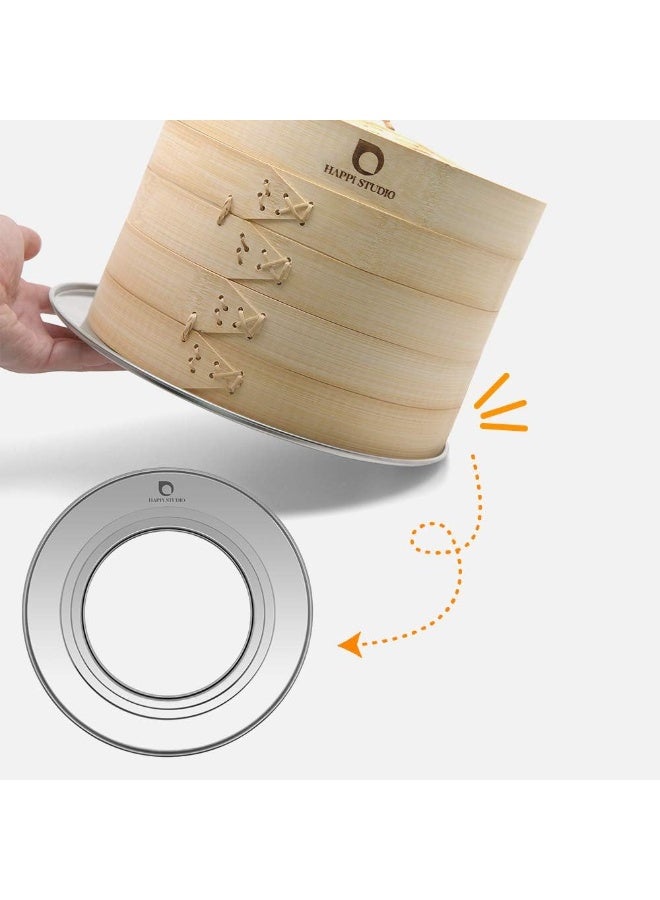 HAPPi STUDIO Steamer Ring Stainless Steel Adapter for 8 to 11inch Bamboo Steamer Baskets (Stainless Steel Ring Only) - Image 2