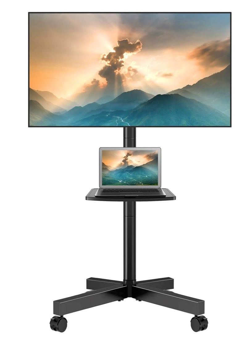 HYX Mobile TV Stand with Wheels – Height Adjustable for 32-70 Inch TVs, Supports Up to 100 lbs - Image 1