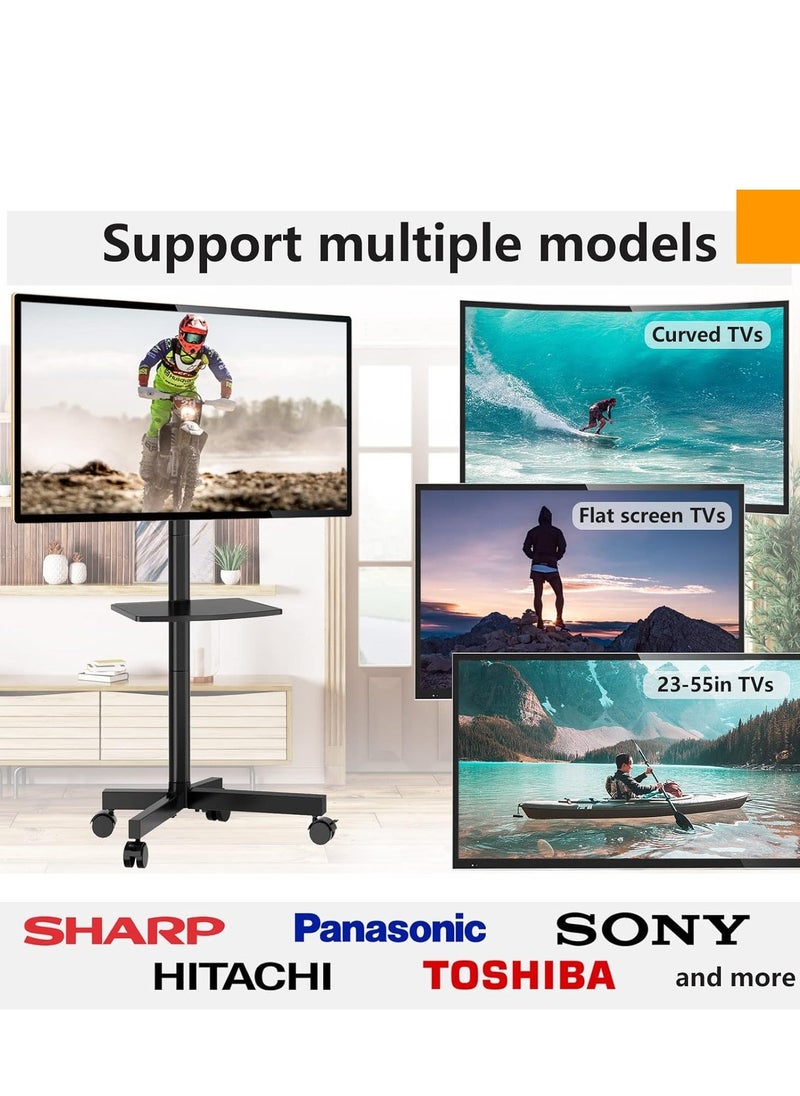 HYX Mobile TV Stand with Wheels – Height Adjustable for 32-70 Inch TVs, Supports Up to 100 lbs - Image 5