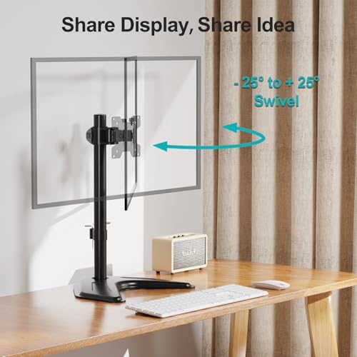 MOUNT PRO Single Monitor Stands Fits 13-32 inch/17.6 lbs Screen, Free-Standing Computer Monitor Mount for Desk, Display Standing with Adjustable Height/Tilt/Swivel/Rotation, VESA 75x75 100x100 - Image 5