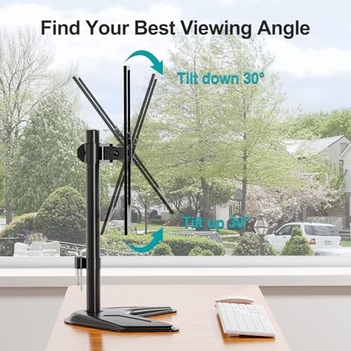 MOUNT PRO Single Monitor Stands Fits 13-32 inch/17.6 lbs Screen, Free-Standing Computer Monitor Mount for Desk, Display Standing with Adjustable Height/Tilt/Swivel/Rotation, VESA 75x75 100x100 - Image 4
