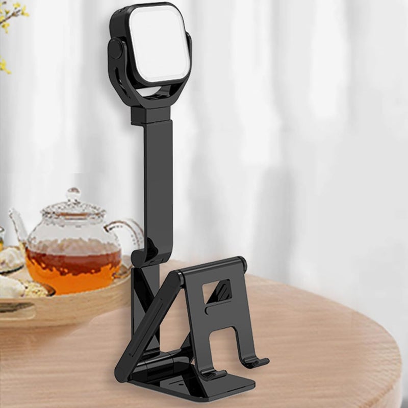 Foldable Phone Stand With Adjustable LED Light For Live Streaming Video Calls Desktop Selfie Lamp - Image 4
