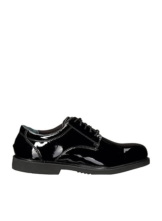 Thorogood Uniform Classics High-Gloss Black Poromeric Oxford Dress Shoes for Men and Women with EVA Cushion Flex Footbed and Non-Marking Non-Slip Rubber Outsole, Black, 11.5 M US - Image 1