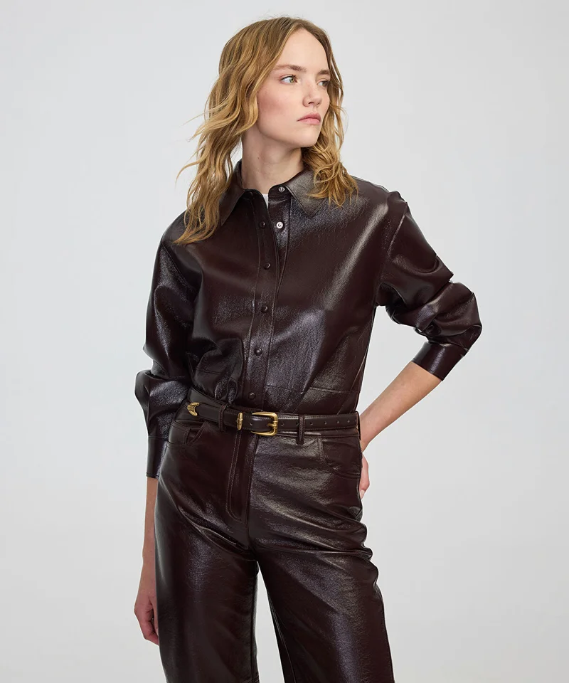 Ipekyol Faux Patent Leather Shirt