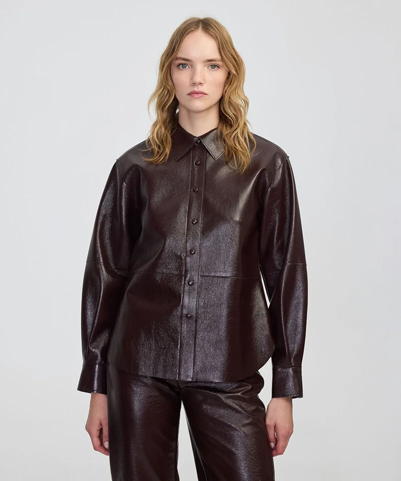 ابيكول Faux Patent Leather Shirt