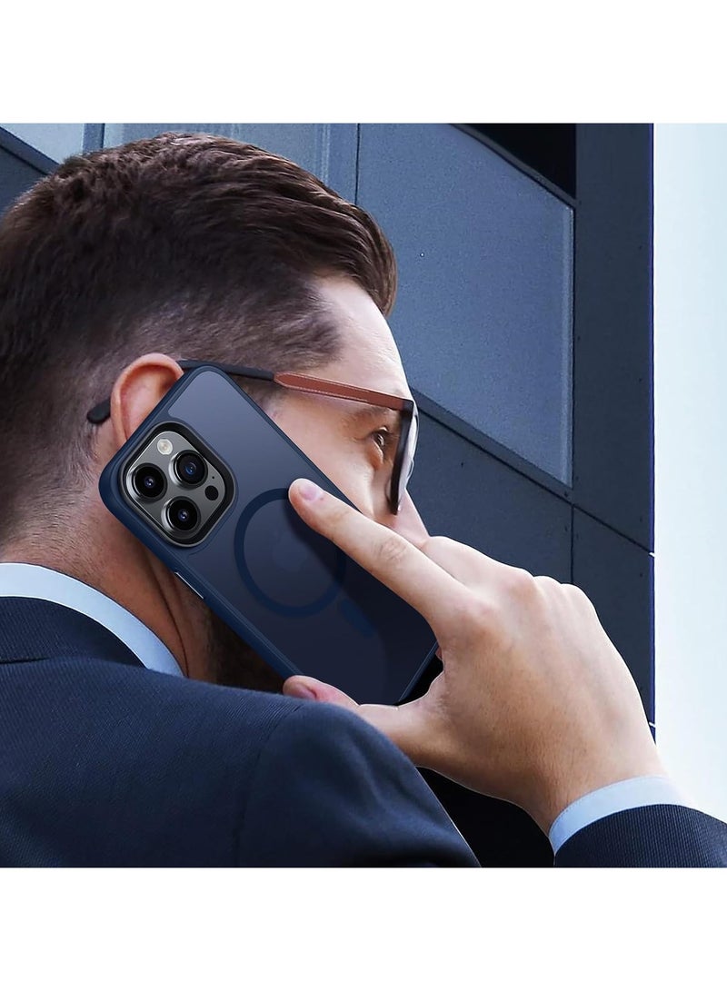 حالة مغناطيسية لـ iPhone 13 Pro Max Case متوافقة مع حماية Magsafe العسكرية للصف العسكري الشفاف غير اللامع في حالة هاتف مضاد للصدمات (Blue)  - Image 2