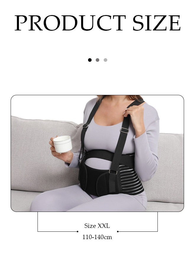 DUNISO Maternity Belt,Pregnancy Support Belt, Belly Band, Breathable Belly Support Brace Breathable and Shock Absorbing, with Nylon Buckle and Shoulder Strap,for Abdomen, Pelvis, Waist Back Pain,Various Stages of Pregnancy and Postpartum, Black - Image 3