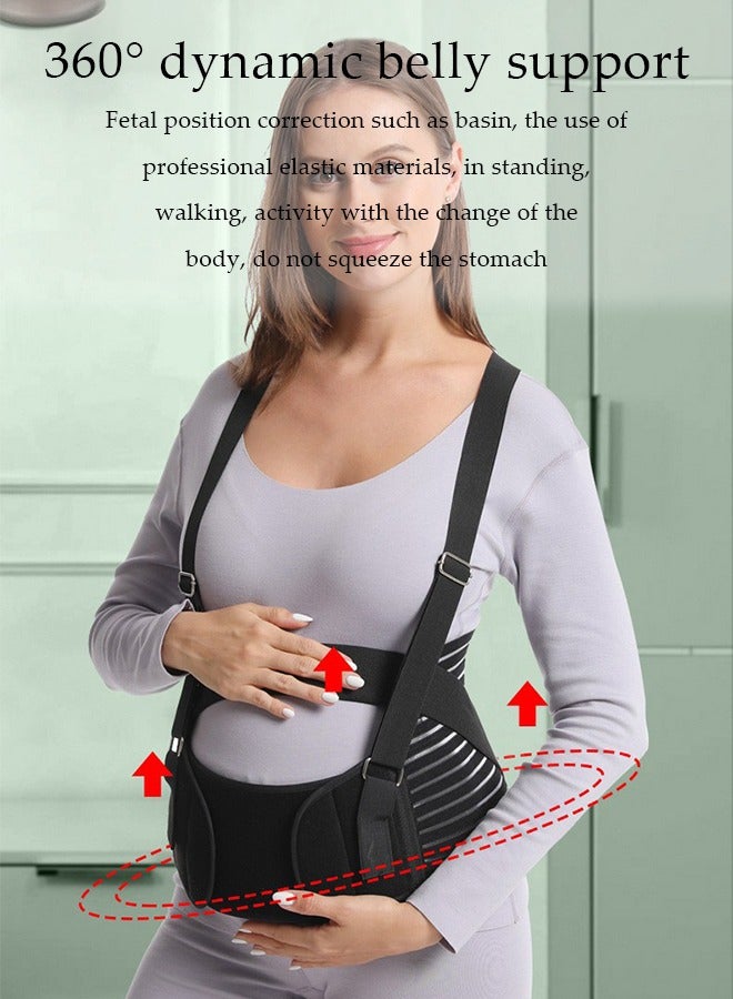 DUNISO Maternity Belt,Pregnancy Support Belt, Belly Band, Breathable Belly Support Brace Breathable and Shock Absorbing, with Nylon Buckle and Shoulder Strap,for Abdomen, Pelvis, Waist Back Pain,Various Stages of Pregnancy and Postpartum, Black - Image 4