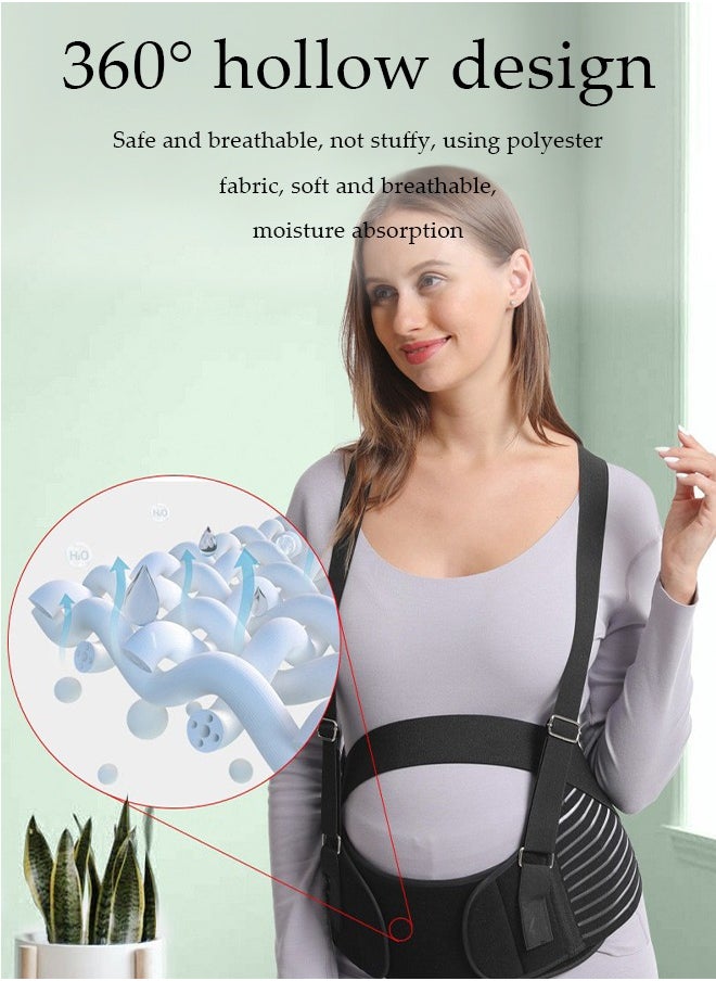 DUNISO Maternity belt, biomimetic abdominal support strap, adjustable, with nylon buckle and high elasticity shoulder strap, breathable and shock absorbing, suitable for various stages of pregnancy and postpartum,  black (XXL)  - Image 5