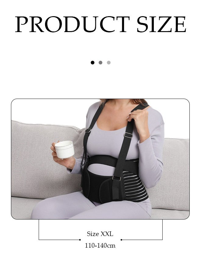 DUNISO Maternity belt, biomimetic abdominal support strap, adjustable, with nylon buckle and high elasticity shoulder strap, breathable and shock absorbing, suitable for various stages of pregnancy and postpartum,  black (XXL)  - Image 2