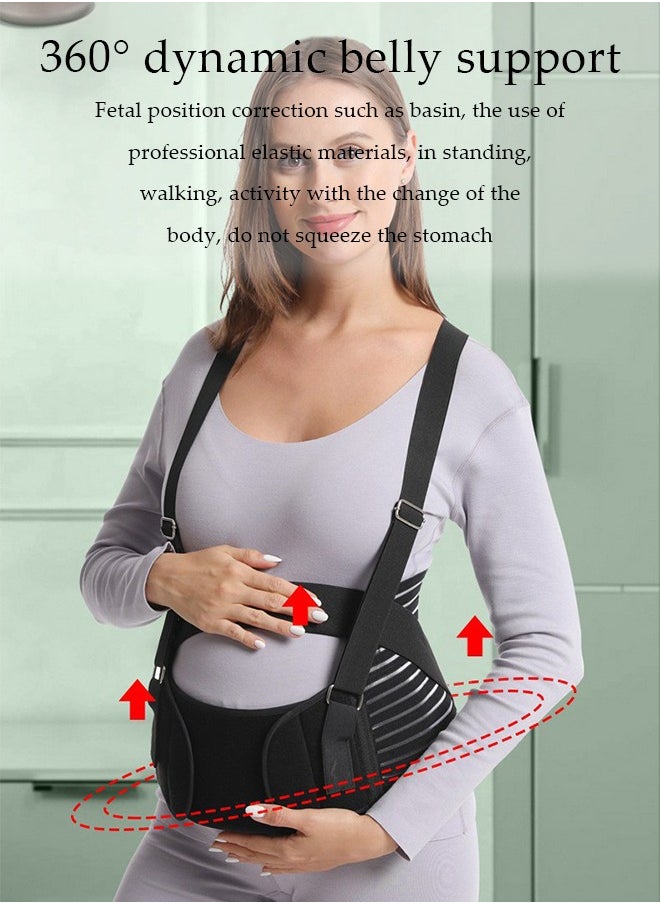DUNISO Maternity belt, biomimetic abdominal support strap, adjustable, with nylon buckle and high elasticity shoulder strap, breathable and shock absorbing, suitable for various stages of pregnancy and postpartum,  black (XXL)  - Image 3