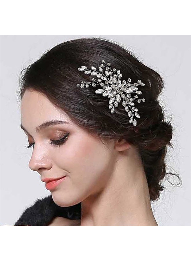 HY Silver Crystal Bride Wedding Hair Comb, Bridal Side Clip Hair Accessory for Women and Girls  - Image 5