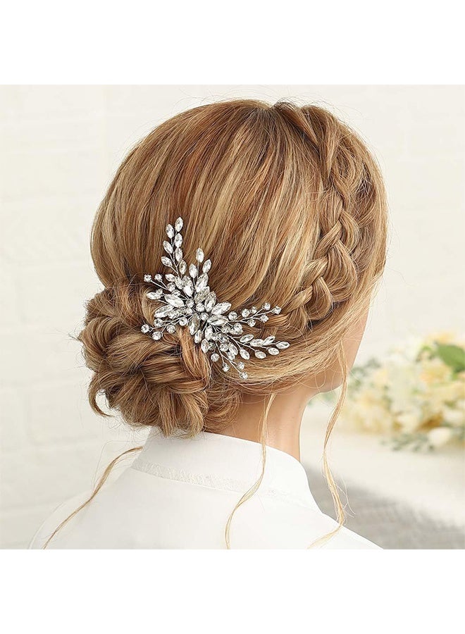HY Silver Crystal Bride Wedding Hair Comb, Bridal Side Clip Hair Accessory for Women and Girls  - Image 4