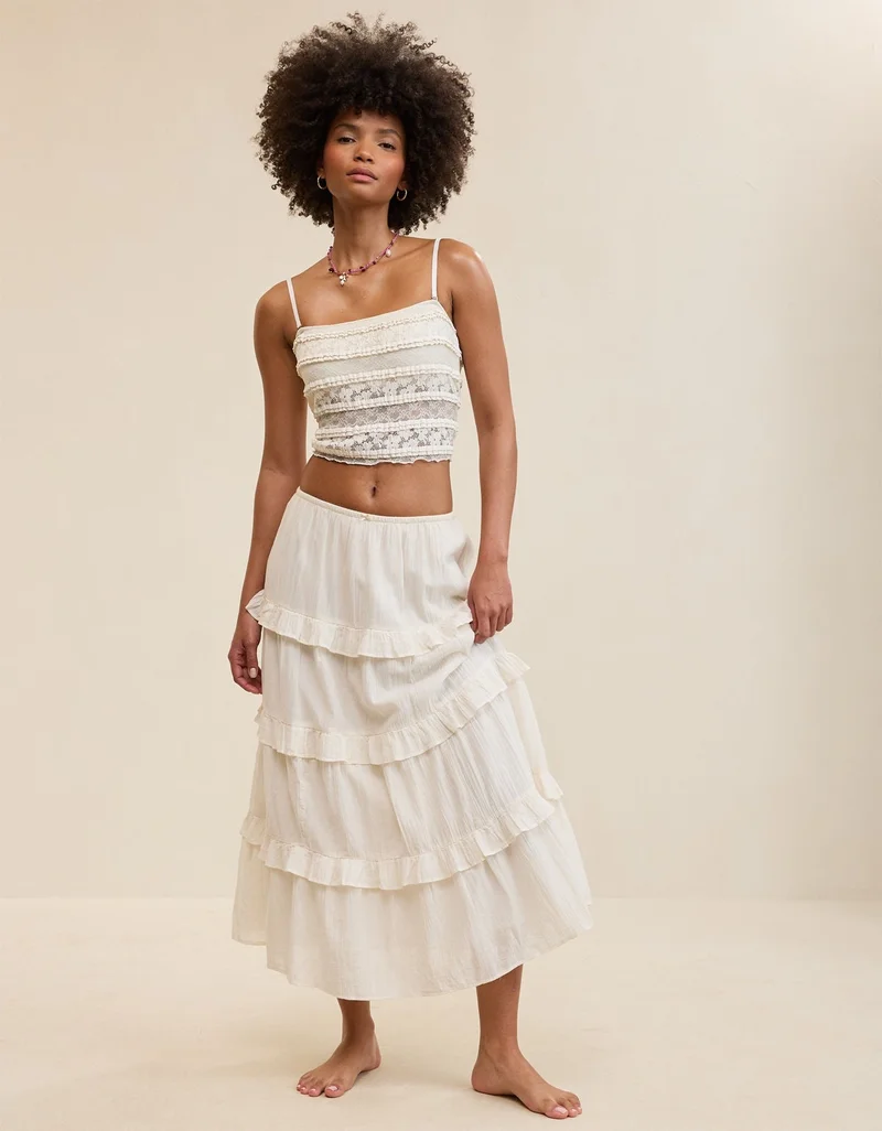 Aerie  Aerie Ready To Ruffle Tiered Midaxi Skirt for Women | Best Price UAE