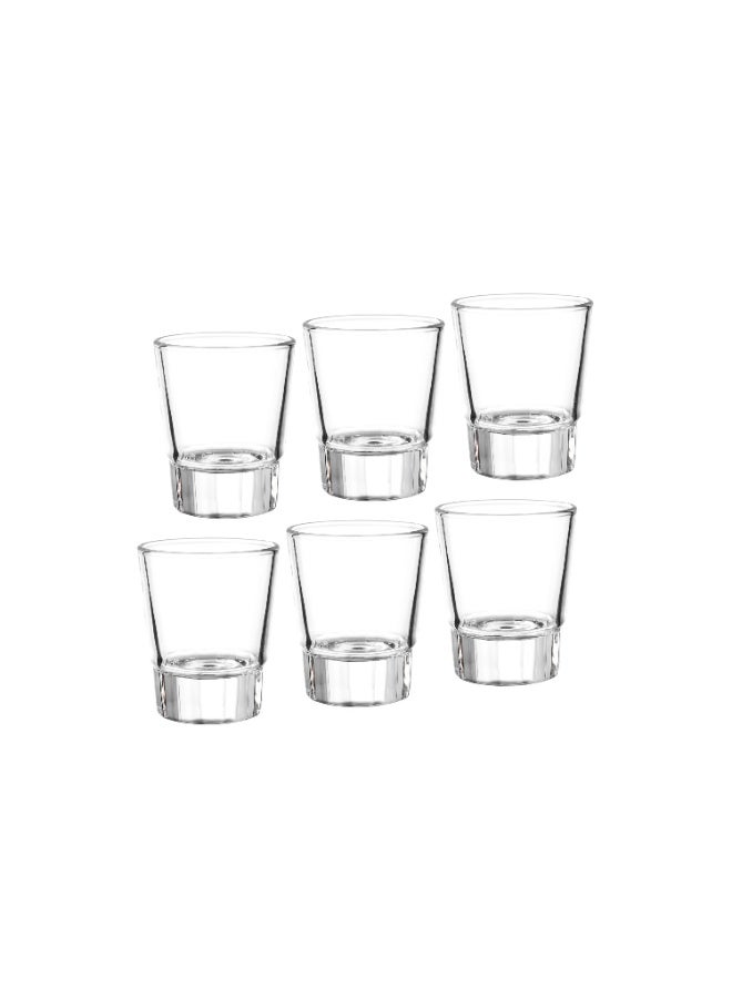 Six clear glass cups for use in events and serving welcome juices, size 7.5 cm. - Image 2