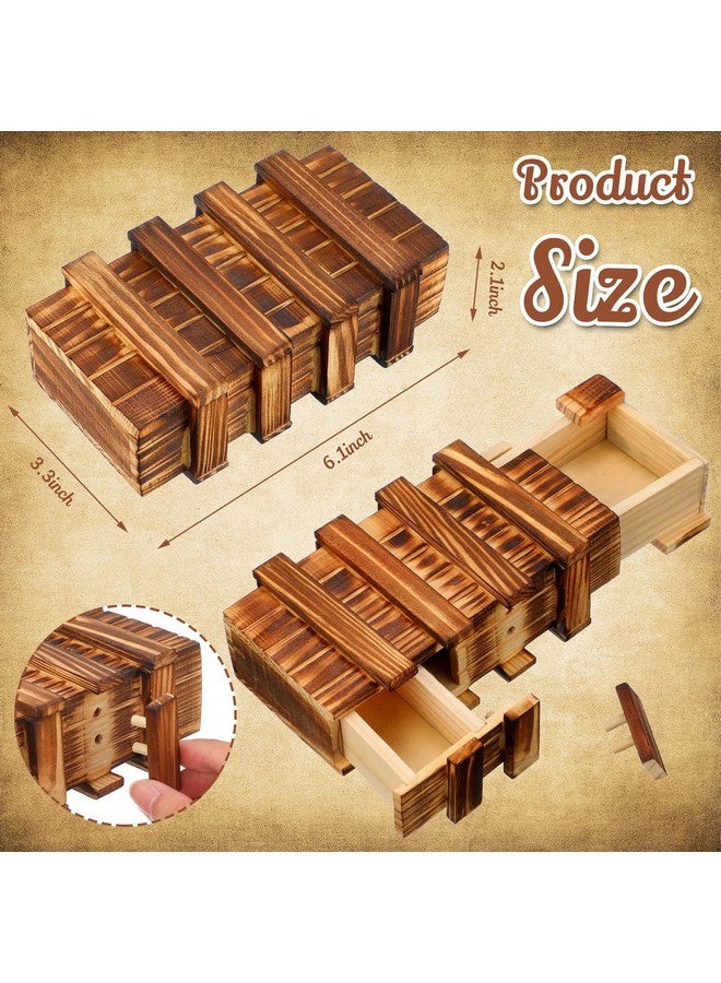 Yilloog 4 Pcs Secret Puzzle Box For Adults Puzzle Boxes With Compartments Secret Puzzle Drawer Wooden Box Game For Adults (Classic Style,6.1 X 3.3 X 2.1 Inch) - Image 4