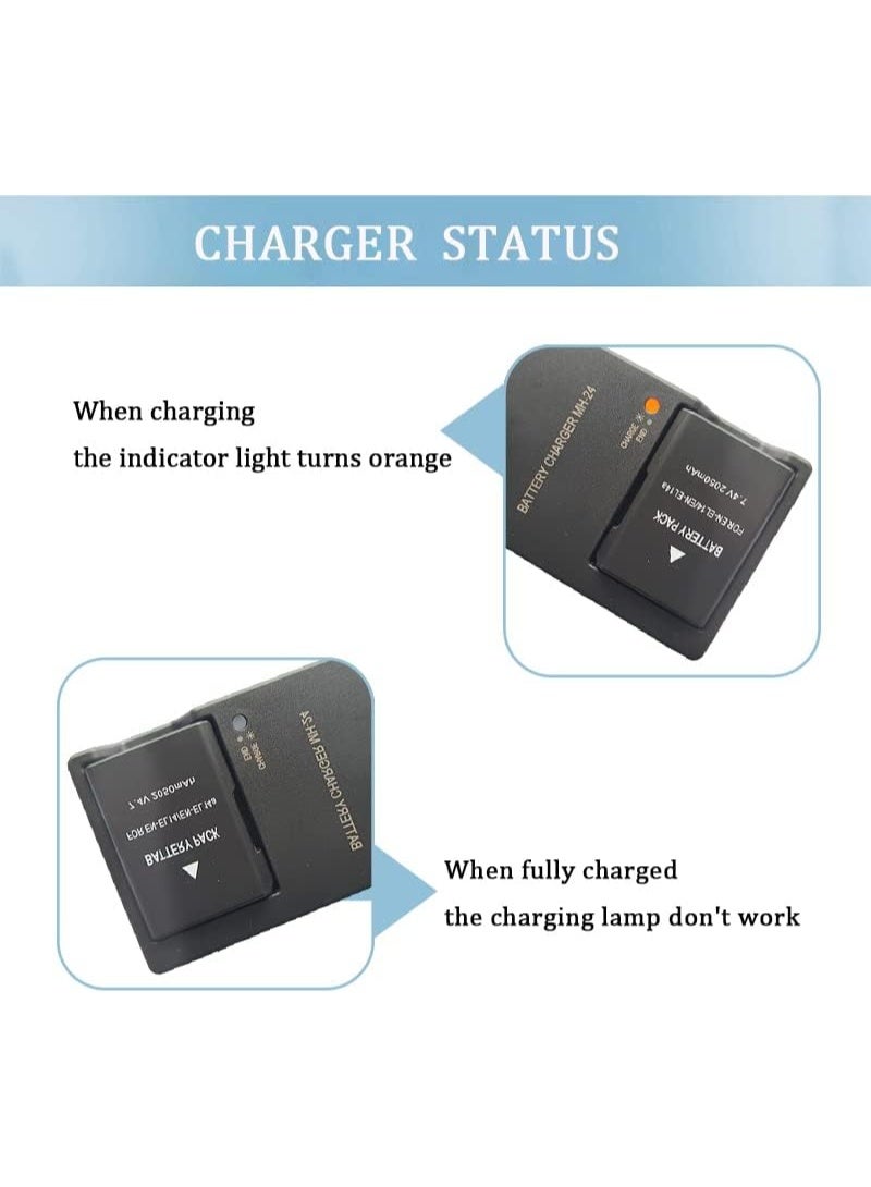 MH-24 Battery Charger for Nikon EN-EL14 EN-EL14A Battery Compatible with Nikon D5100 D5200 D5300 D5500 D5600 D3100 D3200 D3300 D3400 D3500 Df Coolpix P7000 Digital SLR Cameras Power Supply - Image 5