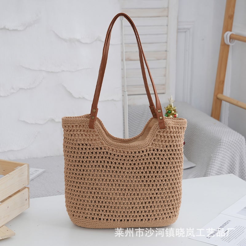Large Capacity Shoulder Crochet Tote Bag for Beach - Image 3
