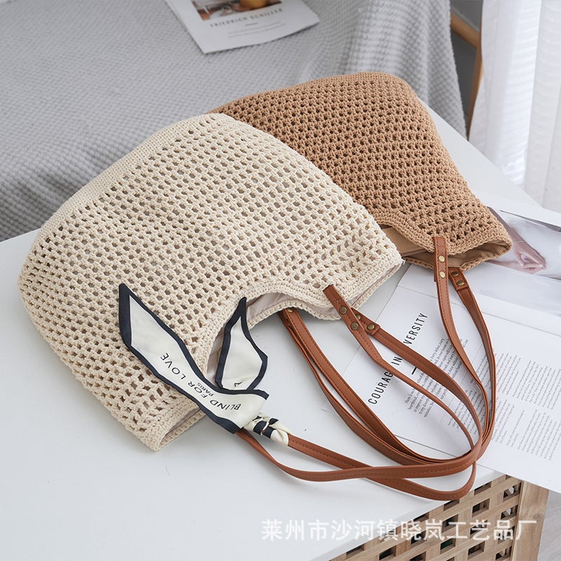 Large Capacity Shoulder Crochet Tote Bag for Beach - Image 2