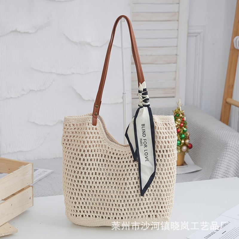 Large Capacity Shoulder Crochet Tote Bag for Beach - Image 4