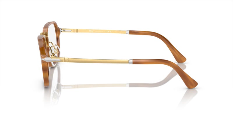 Persol Men's PO3331V Rectangular Prescription Eyewear Frames, Striped Brown/Demo Lens, 52 mm - Image 3