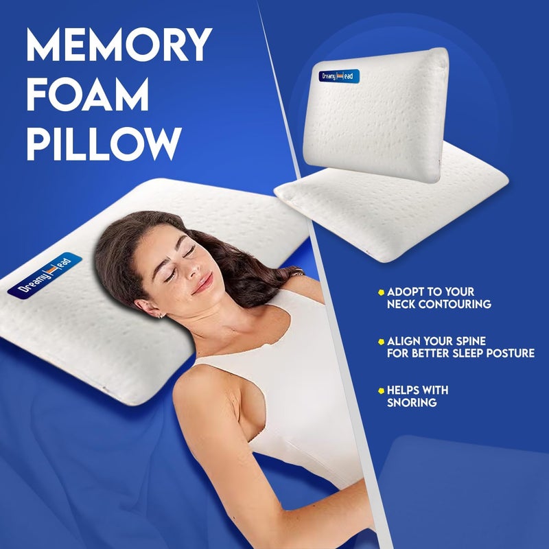 DreamyHead Memory Foam Pillow Plush Fabric Cervical Pillow for Neck Pain Pillow with Extra Curve Neck Support Sleeping Ideal Back Sleeper 23x15x5 Inches Pack of 1