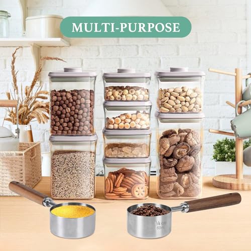 FAFAFLYER Food Scoop Measuring Cup - 1/4 Cup (4 Tablespoon | 2 Oz. | 60 mL),304 stainless steels,Black walnut long handle - Image 5