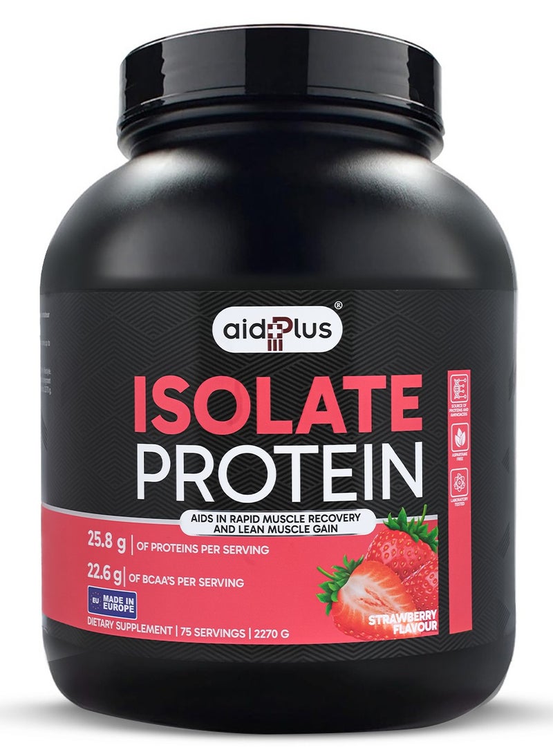 AID PLUS بروتين مصل اللبن بنكهة الفراولة، 2270 جرام | 75 جرام بروتين لكل حصة | بروتين مصل اللبن المعزول لنمو العضلات والتعافي | خالي من الجلوتين وخالي من اللاكتوز - Image 1